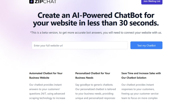 ZipChat AI - Create an AI-Powered Chatbot in less than 30 seconds