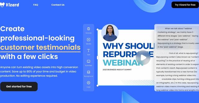 Vizard - Help content marketers create professional looking webinar recordings.