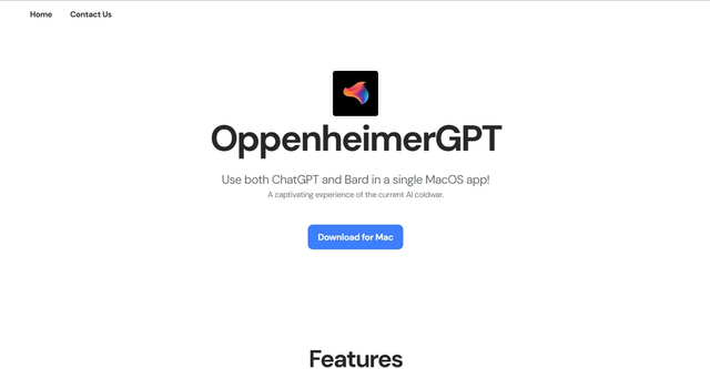 OppenheimerGPT - OppenheimerGPT is a MacOS menubar app that enables simultaneous access to ChatGPT and Bard AI tools, providing a seamless and efficient user experience without the need to switch between tabs.