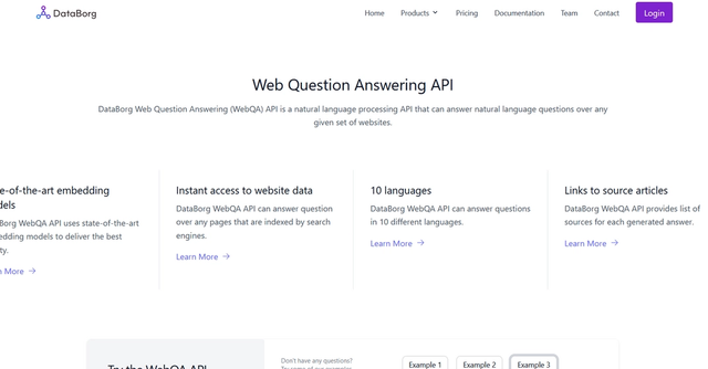 Databorg.ai - Run a custom Question Answering Bot on any website.