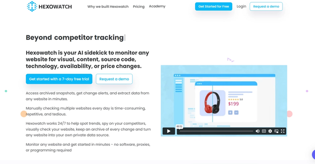 Hexowatch - Hexowatch is a website monitoring tool that empowers users to detect, monitor, and archive changes on any website.