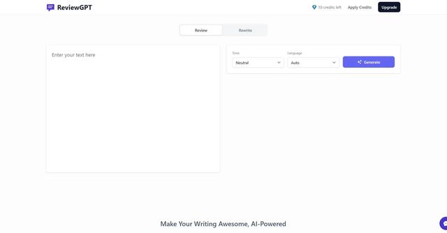 ReviewGPT - ReviewGPT is an AI-powered writing tool that enables users to enhance the quality of their writing.