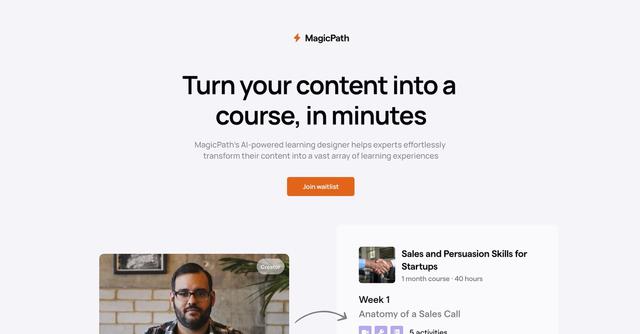 MagicpathAI - AI-powered learning platform for transforming content into custom-tailored courses.
