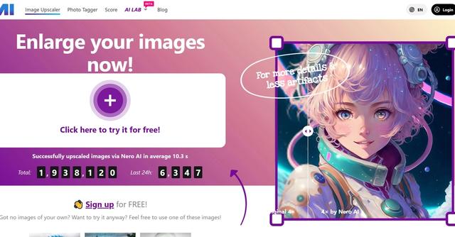 Nero AI Image Upscaler - AI-powered image upscaling tool - enhance photos up to 16x without quality loss.  Image synthesizer x Upscale tool = High-Quality AI Painting.