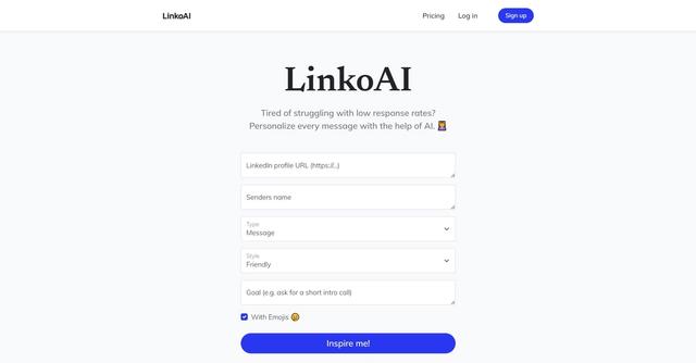 Linkoai - AI-driven tool for maximizing LinkedIn outreach by creating personalized messages tailored to specific goals.