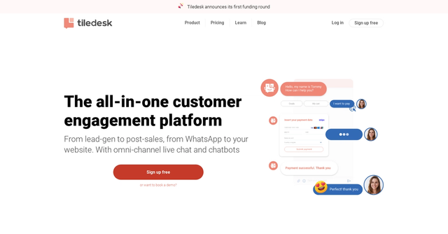 Tiledesk - Combine Chatbots & Live Chat for boosted ROI, one inbox for all channels.