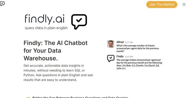 Findly - The AI Chatbot for Your Data Warehouse.