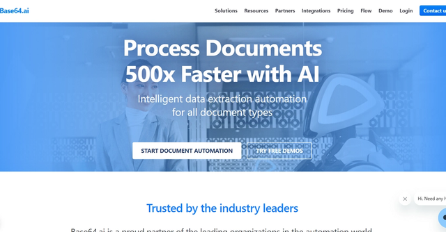 Base64.ai - Base64.ai is an advanced data extraction tool that excels in extracting text, data, handwriting, photos, and signatures from diverse document types.