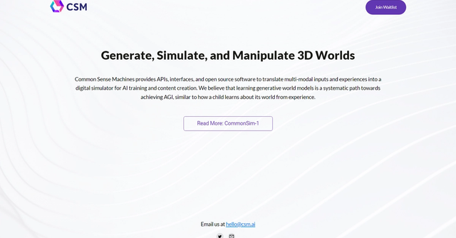 CSM - Translating multi-modal inputs to digital simulators for AI training & AGI.