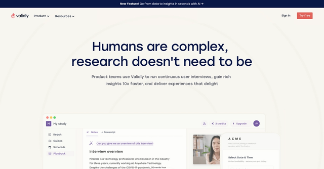 Validly - Simplify research using Validly