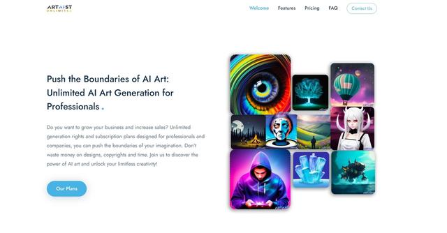 Artaist - Unlimited AI Art Generation for Professionals.