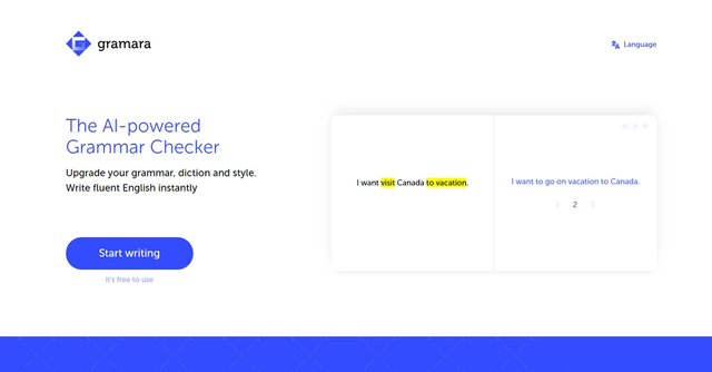 Gramara - Gramara is a grammar checker that enhances writing fluency and clarity