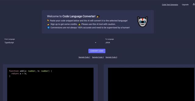 Code Converter - Code Converter is an online tool that allows users to quickly convert code snippets from one programming language to another.