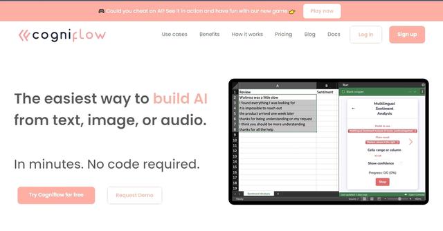Cogniflow - Build AI from text, image, or audio in minutes, no code needed.