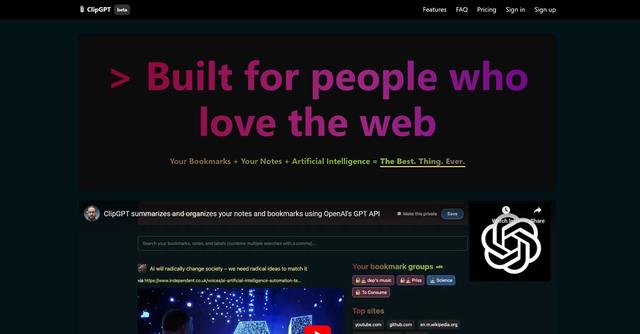 ClipGPT - ClipGPT summarizes and organizes your notes and bookmarks using OpenAI's GPT API