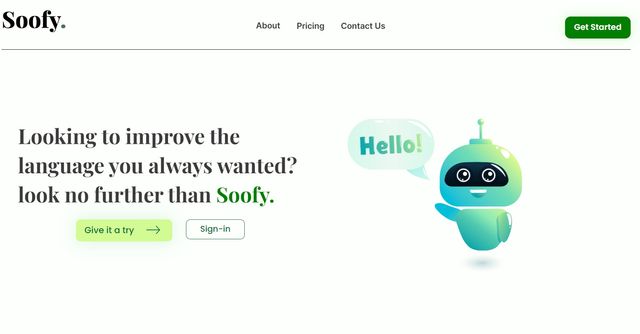 Soofy - AI language-learning app with a focus on practice and real-life scenarios.