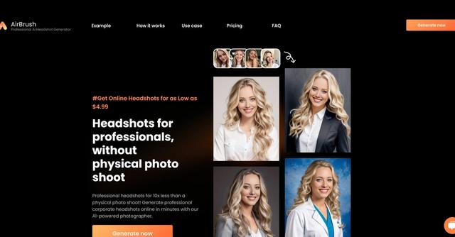 AirBrush AI Headshots - AIHeadshots is an AI-powered platform that generates professional corporate headshots online in minutes, eliminating the need for a physical photo shoot.