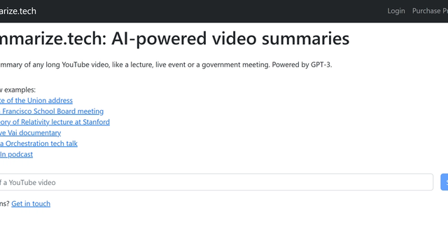 Summarize Tech - AI-generated summaries of long YouTube videos, lectures and events.