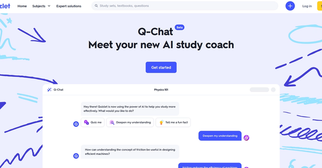 Q-Chat - Q-Chat is Quizlet's AI used to help make learning fun and easy with more than just flashcards.