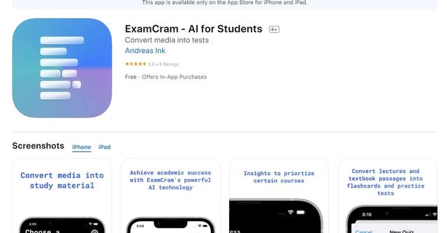 ExamCram - Create personalized study materials from any media with AI-generated questions.