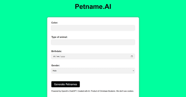 Petname AI - Generates Petnames using AI
