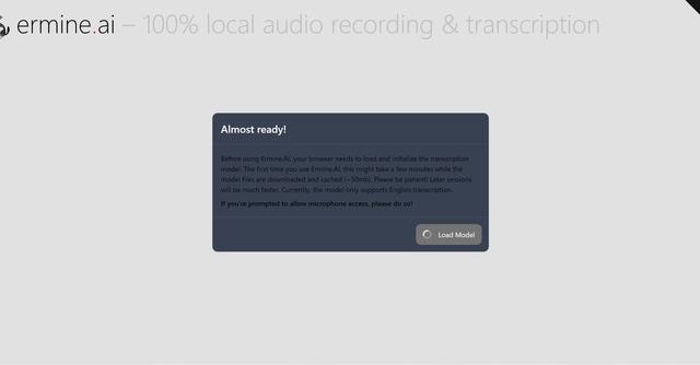 Ermine - Instant audio transcription without external help.