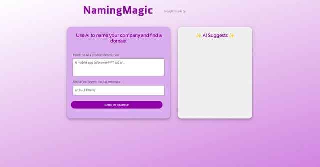 Naming Magic - Use AI to name your company and find a domain.