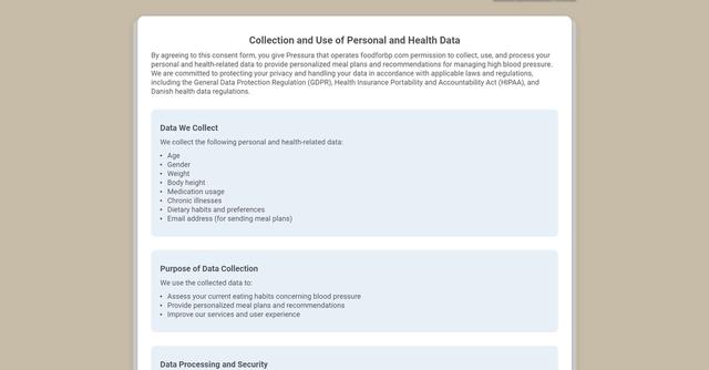 Food for Blood Pressure - Web meal planner for managing high blood pressure.