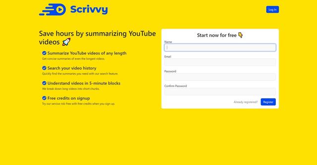 Scrivvy - Condenses lengthy videos for easier comprehension.