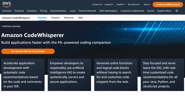 Amazon CodeWhisperer - Write code faster with ML-powered code recommendations.