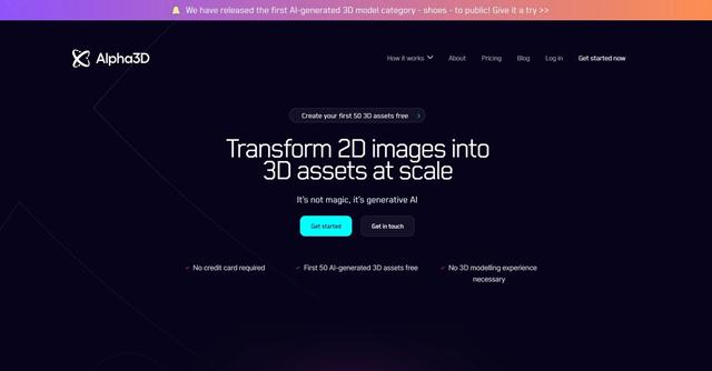 Alpha3D - Alpha3D is a revolutionary generative AI-powered platform that transforms 2D images into high-quality 3D assets at scale.