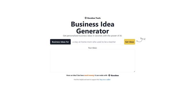 BizIdeas - BizIdeas is a business idea generator that provides personalized and tailored business ideas to users in seconds, helping them explore new entrepreneurial opportunities.