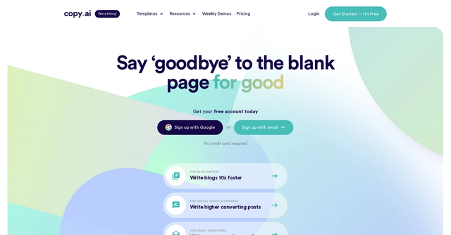 Copy.ai - AI-powered copywriter for marketing: get started free, no credit card needed!