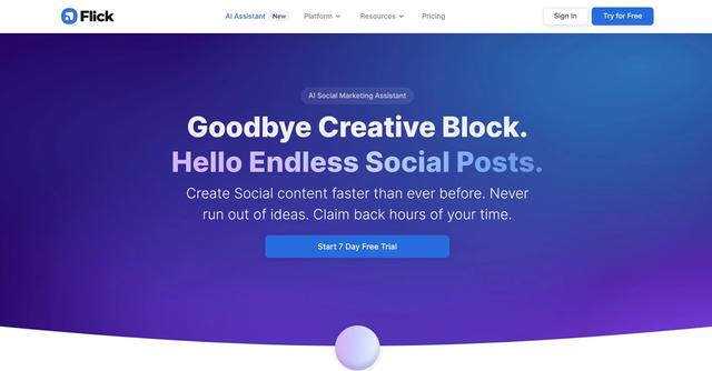 Flick - Optimized social media content creation for marketing.