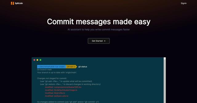 SplitJoin - SplitJoin is an AI assistant tool designed to streamline the process of writing commit messages.
