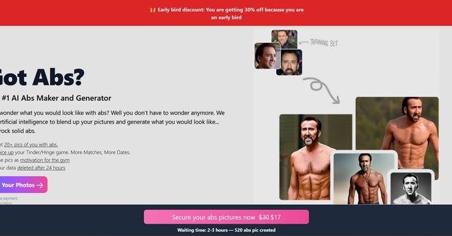 Tinder Glowup - Generates images that show what you would look like with abs