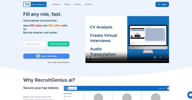 Recruitgenius - RecruitGenius.ai is a hiring platform designed to streamline the recruitment process for HR professionals and startups.