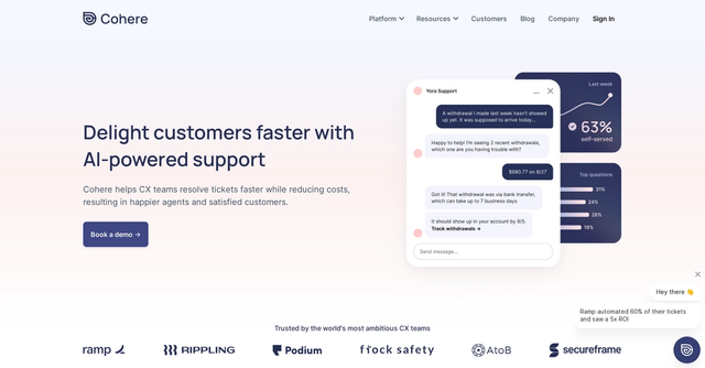 Cohere - Resolve customer support issues faster than ever before