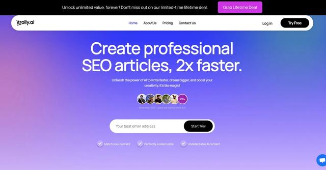 Trolly.ai - Create professional SEO articles, 2x faster.
