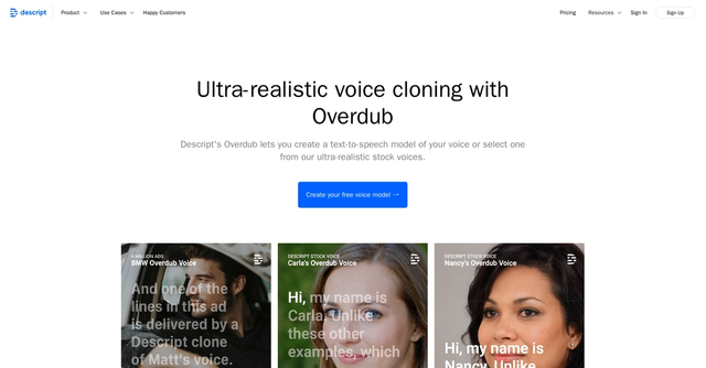 Descript - Create a text-to-speech model of your voice; try a live demo.