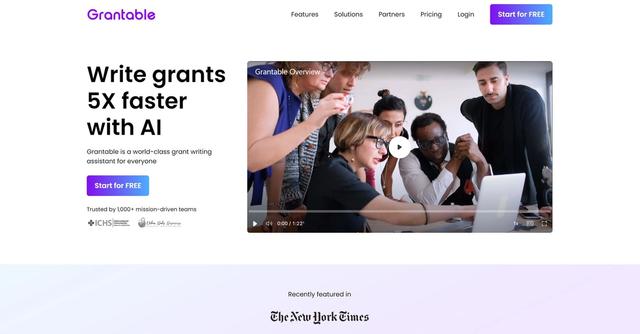 Grantable - Grantable is an AI-powered grant writing software that helps users draft responses to Request for Proposals (RFPs) more efficiently.