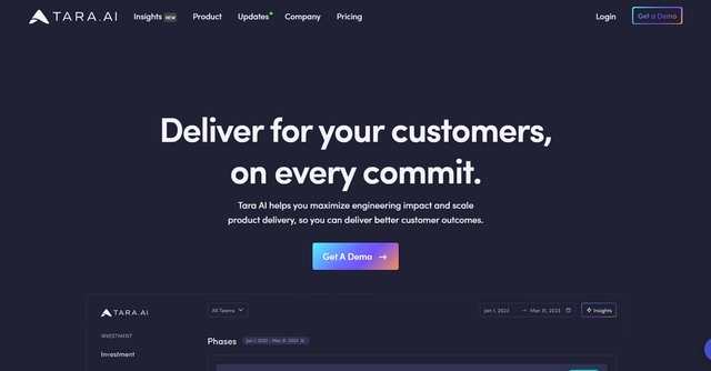 Tara AI - Tara AI is a product delivery platform that empowers engineering and product teams to optimize engineering impact and efficiently scale product delivery for enhanced customer outcomes.
