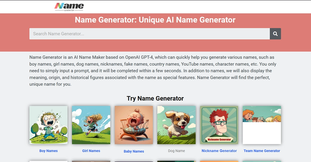 Name Generator - Name Generator is a user-friendly tool that generates unique and attractive names based on your provided keywords.