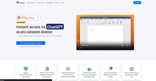 Helper - Helper is an AI-powered tool that provides direct access to ChatGPT within your favorite apps, eliminating the need for context switching.