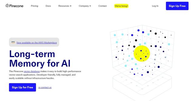 Pinecone - Scale vector search service with an easy API