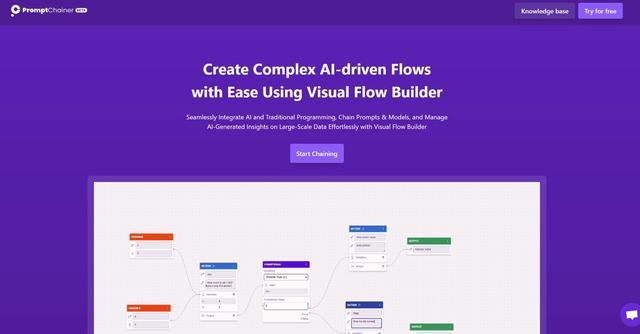 PromptChainer - Build AI-backed applications with Visual Flow Builder.