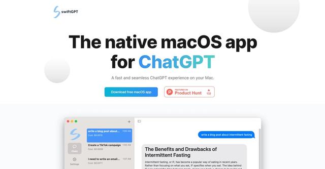 SwiftGPT - Chat interface for natural language generation.