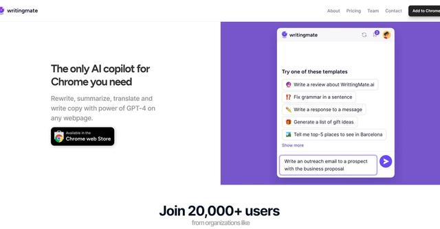 Writingmate - The only AI copilot for Chrome you need