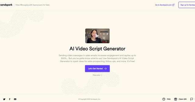 Sendspark - Personalized video scripts for sales outreach.