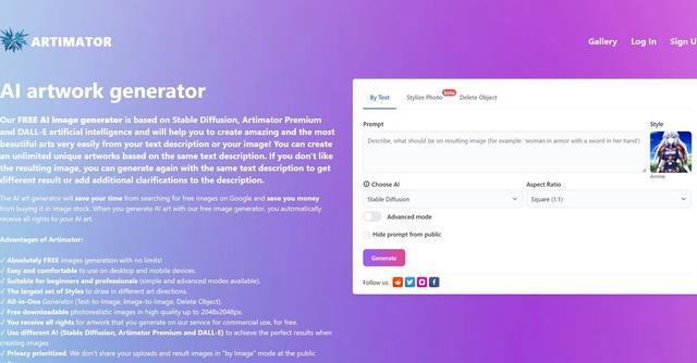 Artimator - Artimator is a free AI image generator tool that enables users to effortlessly create visually stunning illustrations using artificial intelligence technology.
